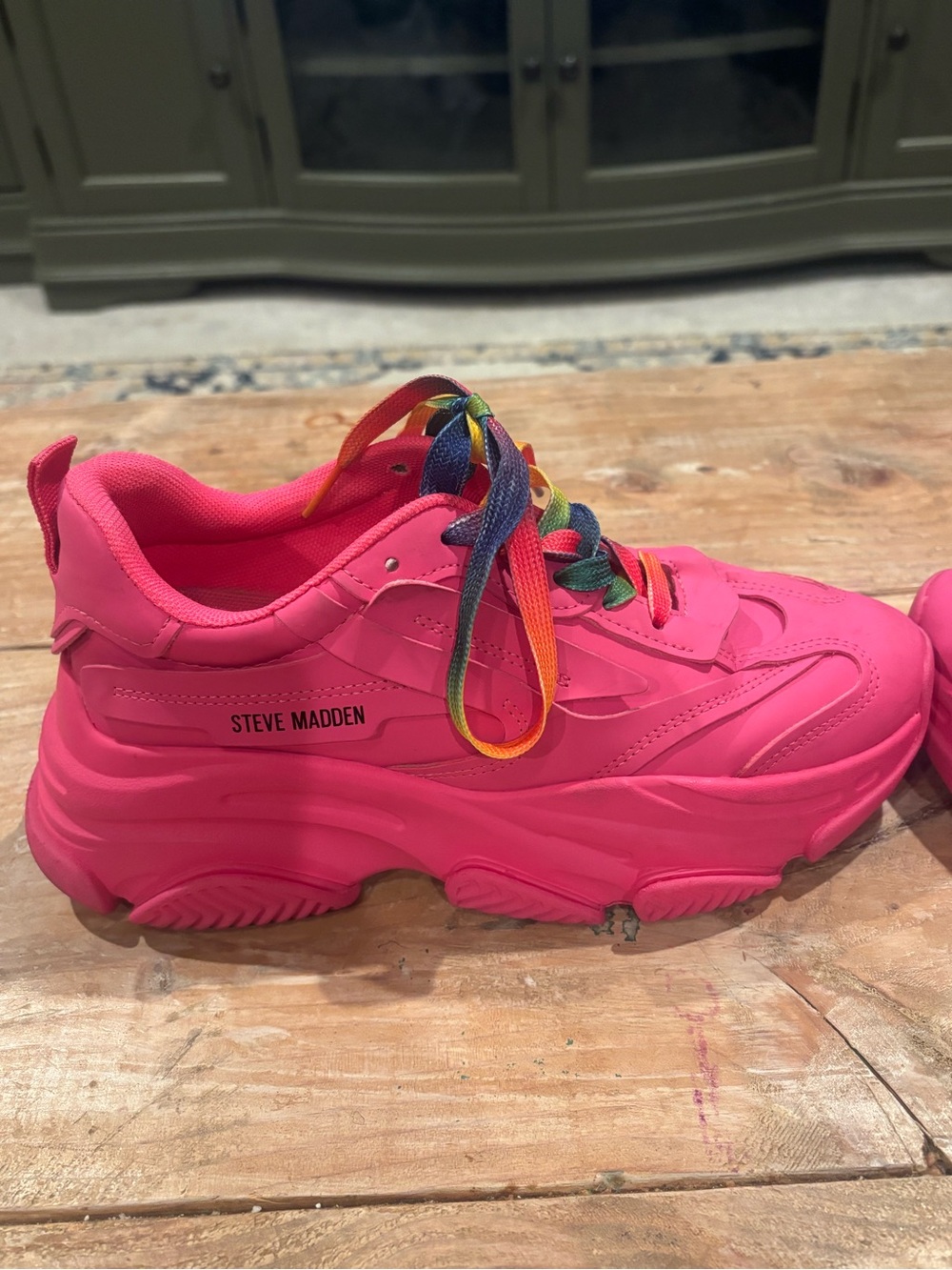 Steve Madden Pink Chunky Lace-Up Sneaker